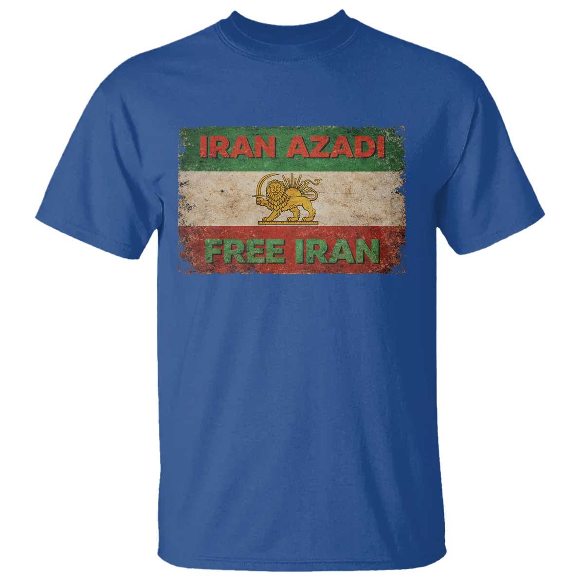 Iran Azadi Lion Sun Sword Flag Free Iran Revolution T Shirt TS11 Royal Blue Print Your Wear
