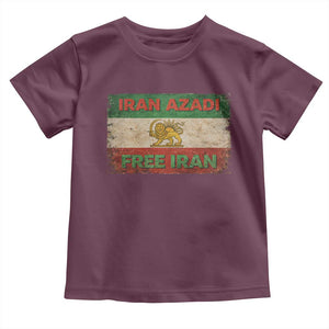 Iran Azadi Lion Sun Sword Flag Free Iran Revolution Toddler T Shirt TS11 Maroon Print Your Wear