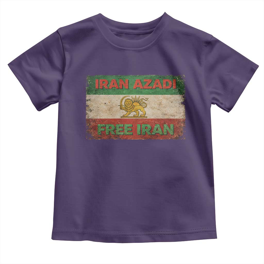 Iran Azadi Lion Sun Sword Flag Free Iran Revolution Toddler T Shirt TS11 Purple Print Your Wear