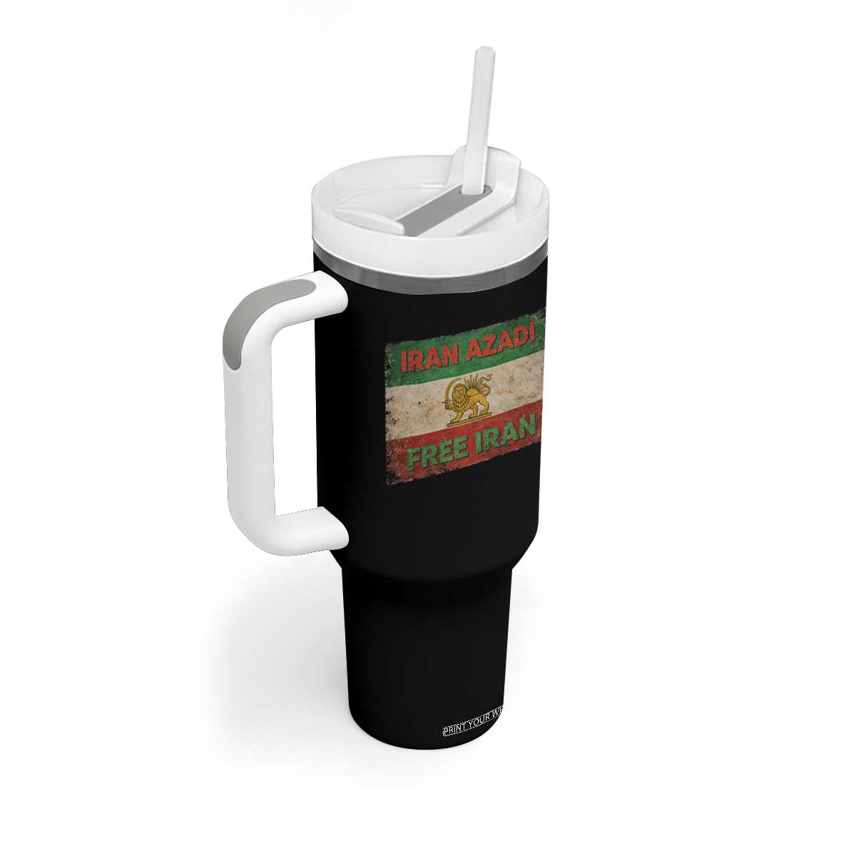 Iran Azadi Lion Sun Sword Flag Free Iran Revolution Tumbler With Handle TS11 Print Your Wear