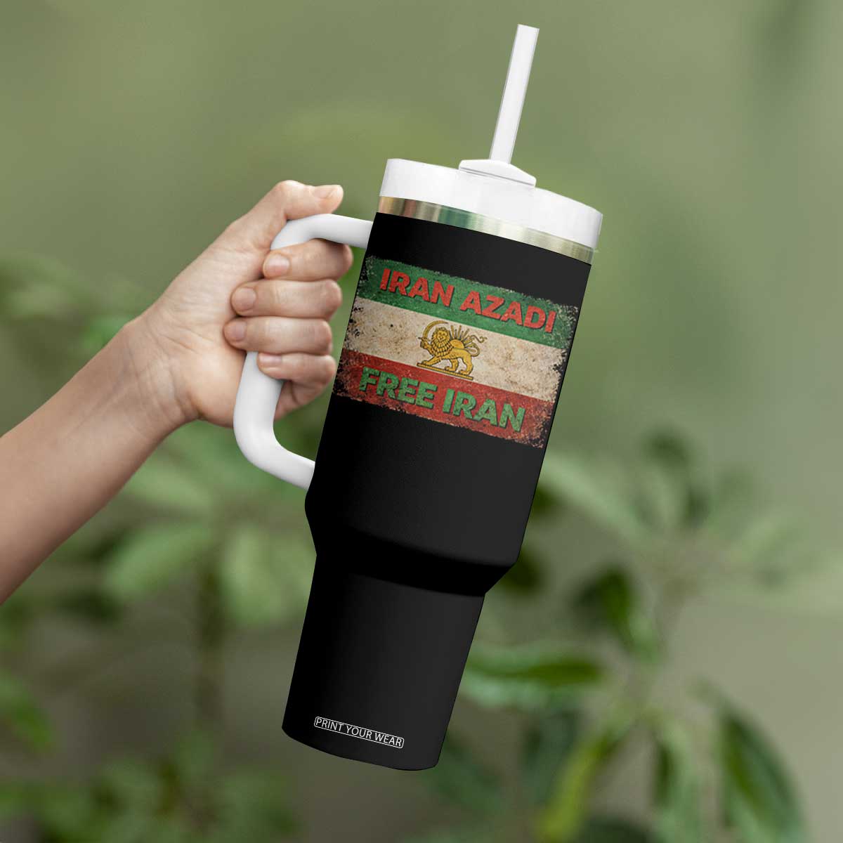 Iran Azadi Lion Sun Sword Flag Free Iran Revolution Tumbler With Handle TS11 Print Your Wear
