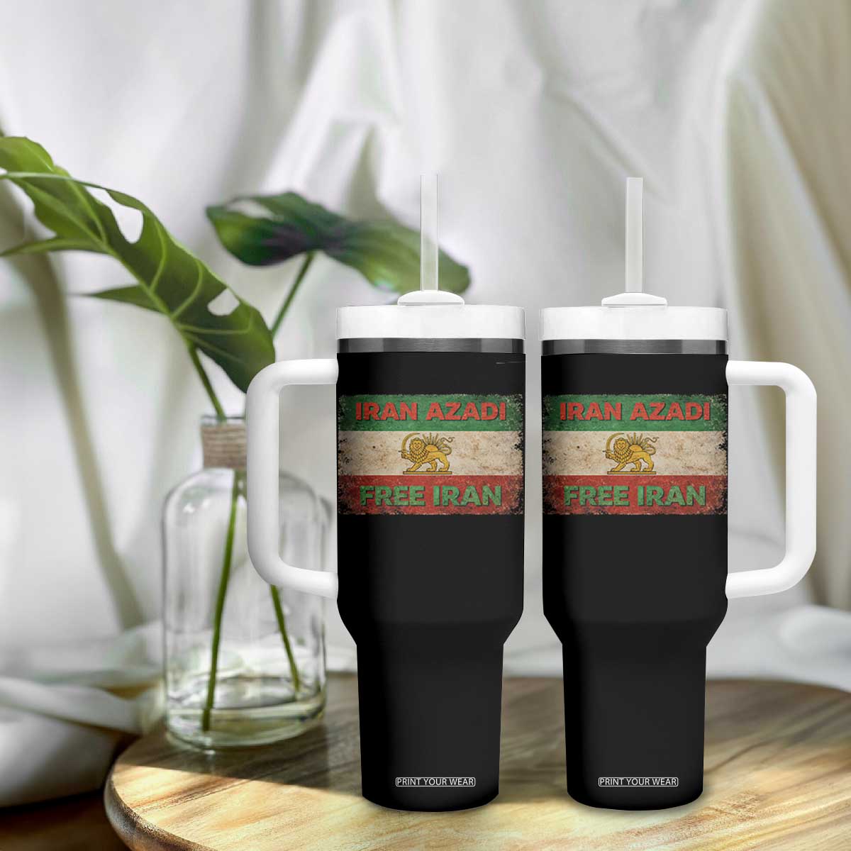 Iran Azadi Lion Sun Sword Flag Free Iran Revolution Tumbler With Handle TS11 Print Your Wear