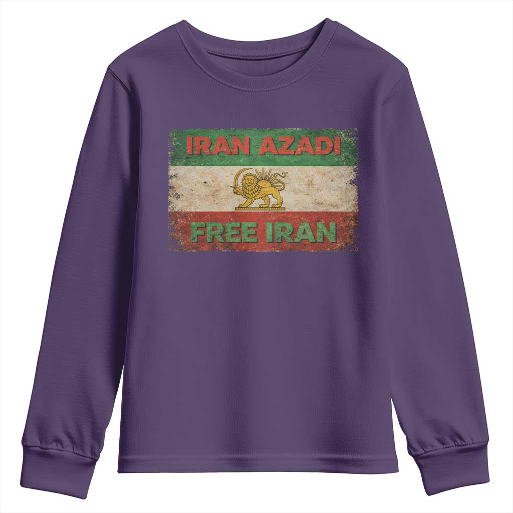 Iran Azadi Lion Sun Sword Flag Free Iran Revolution Youth Sweatshirt TS11 Purple Print Your Wear