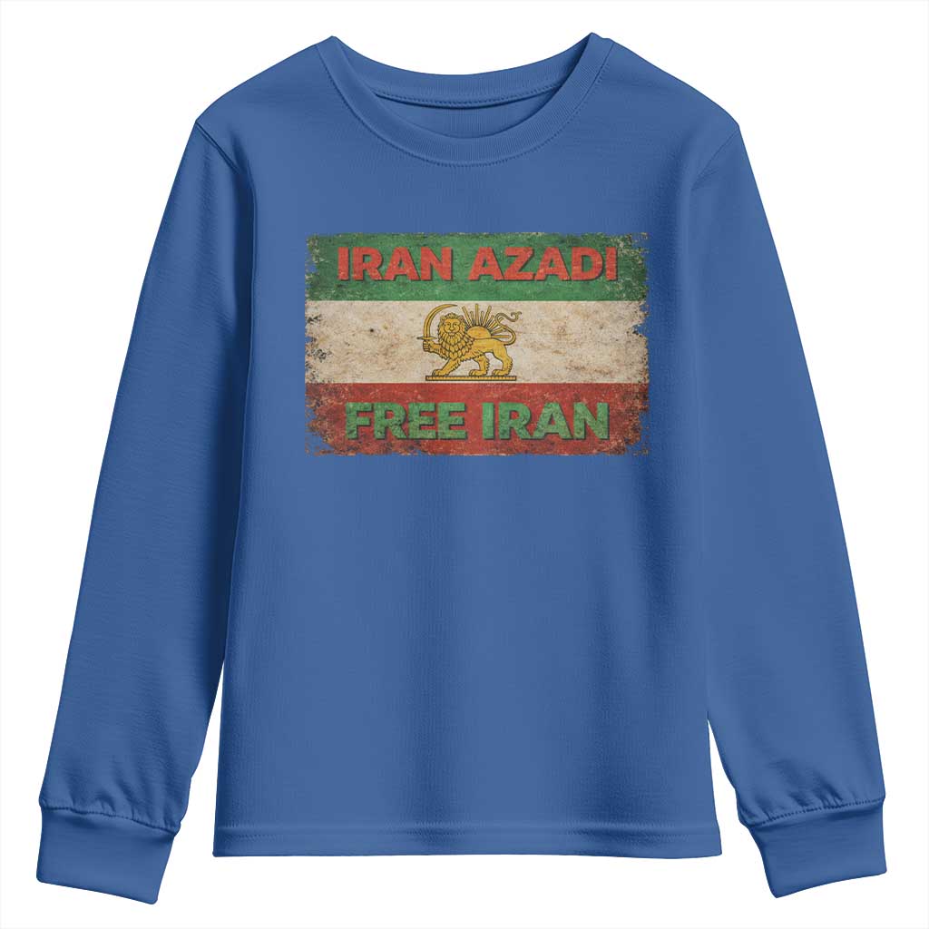 Iran Azadi Lion Sun Sword Flag Free Iran Revolution Youth Sweatshirt TS11 Royal Blue Print Your Wear