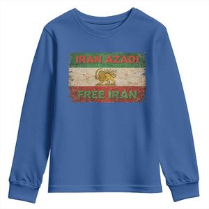 Iran Azadi Lion Sun Sword Flag Free Iran Revolution Youth Sweatshirt TS11 Royal Blue Print Your Wear