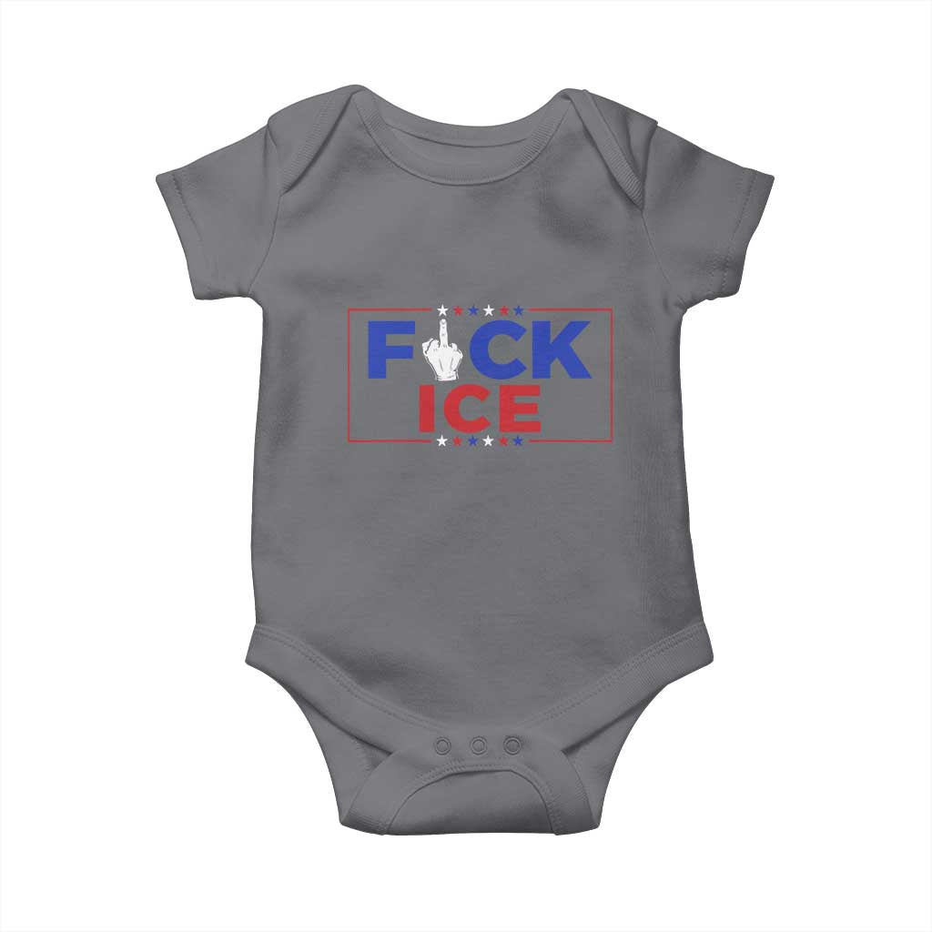 Funny Fck Ice Baby Onesie Immigration Activist Anti Deportation Middle Finger Graphic TS11 Charcoal Print Your Wear