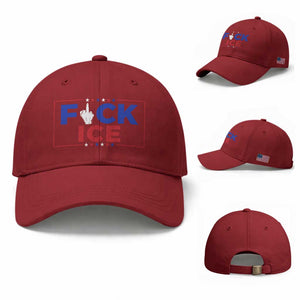 Funny Fck Ice Baseball Cap Immigration Activist Anti Deportation Middle Finger Graphic TS11 Baseball Cap Universal Fit Cherry Red Print Your Wear