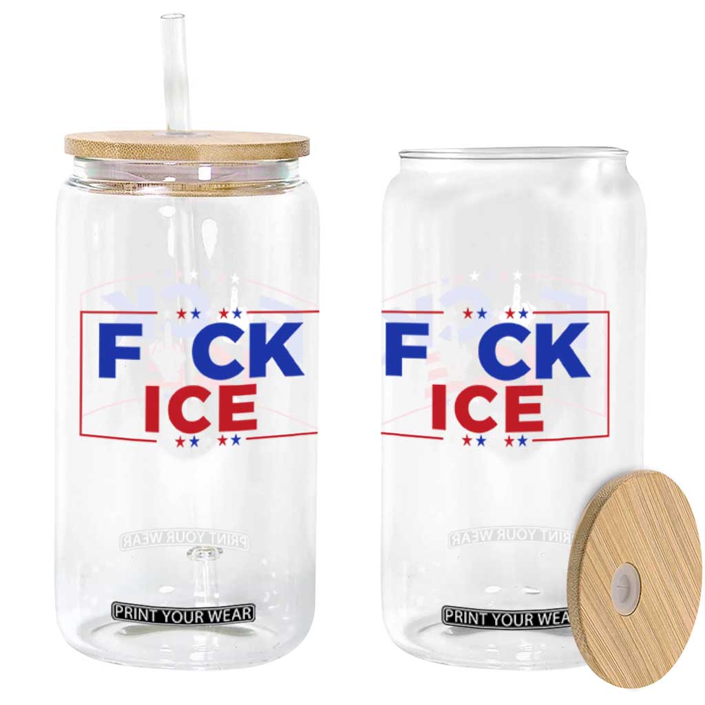 Funny Fck Ice Glass Can Immigration Activist Anti Deportation Middle Finger Graphic TS11 Print Your Wear