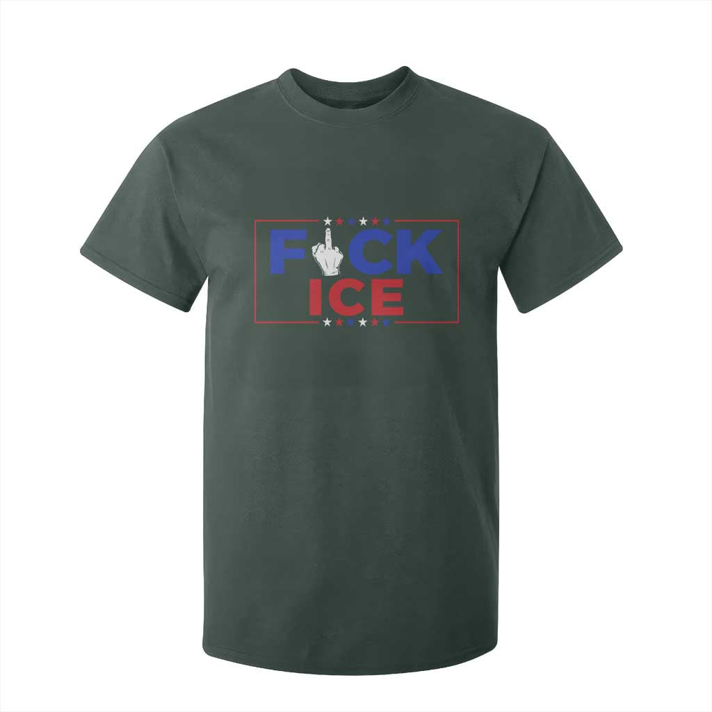Funny Fck Ice T Shirt For Kid Immigration Activist Anti Deportation Middle Finger Graphic TS11 Dark Forest Green Print Your Wear