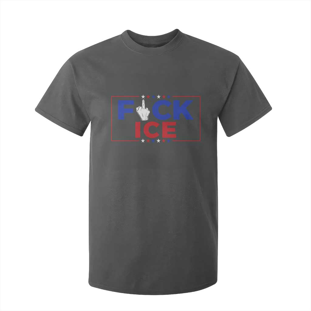 Funny Fck Ice T Shirt For Kid Immigration Activist Anti Deportation Middle Finger Graphic TS11 Dark Heather Print Your Wear