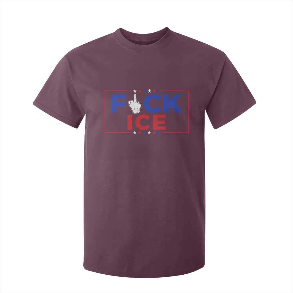 Funny Fck Ice T Shirt For Kid Immigration Activist Anti Deportation Middle Finger Graphic TS11 Maroon Print Your Wear
