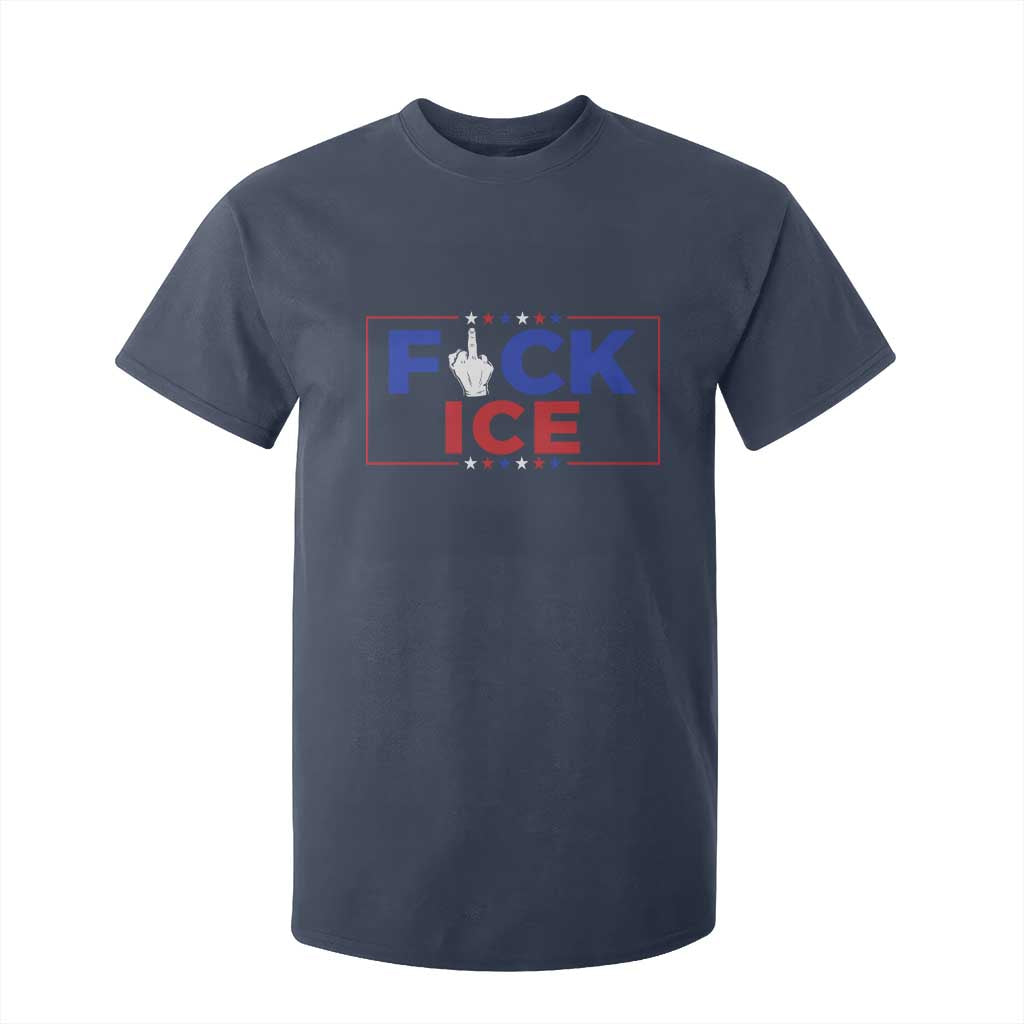 Funny Fck Ice T Shirt For Kid Immigration Activist Anti Deportation Middle Finger Graphic TS11 Navy Print Your Wear