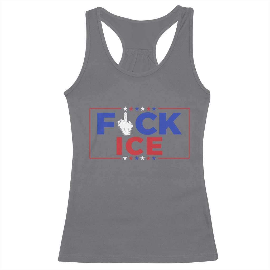 Funny Fck Ice Racerback Tank Top Immigration Activist Anti Deportation Middle Finger Graphic TS11 Charcoal Print Your Wear
