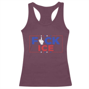 Funny Fck Ice Racerback Tank Top Immigration Activist Anti Deportation Middle Finger Graphic TS11 Maroon Print Your Wear