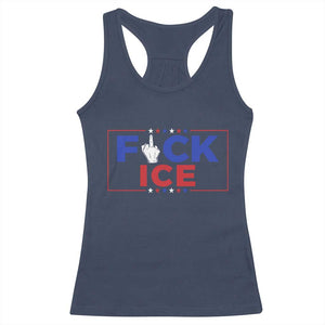 Funny Fck Ice Racerback Tank Top Immigration Activist Anti Deportation Middle Finger Graphic TS11 Navy Print Your Wear