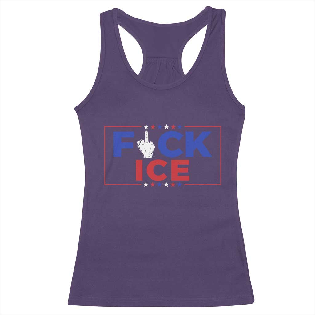 Funny Fck Ice Racerback Tank Top Immigration Activist Anti Deportation Middle Finger Graphic TS11 Purple Print Your Wear