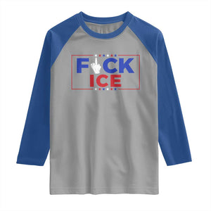 Funny Fck Ice Raglan Shirt Immigration Activist Anti Deportation Middle Finger Graphic TS11 Sport Gray Royal Print Your Wear