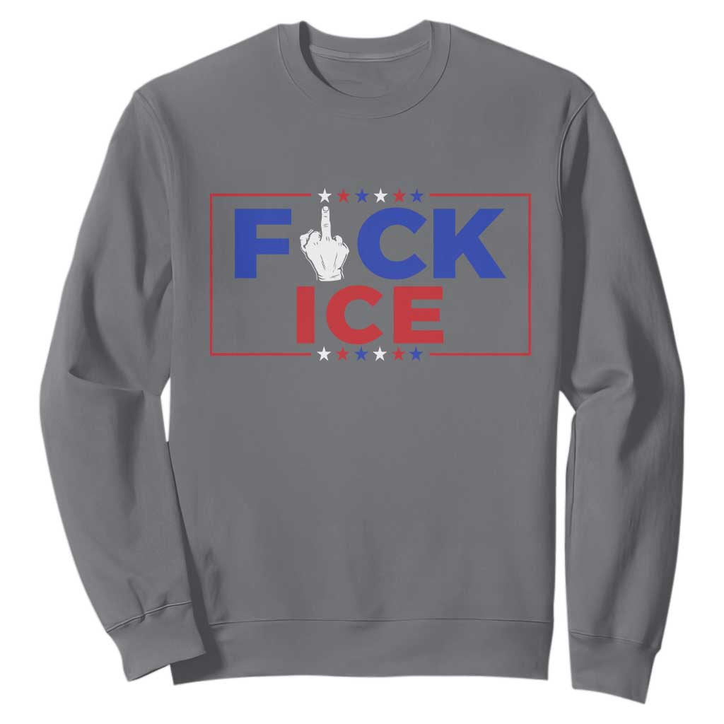 Funny Fck Ice Sweatshirt Immigration Activist Anti Deportation Middle Finger Graphic TS11 Charcoal Print Your Wear