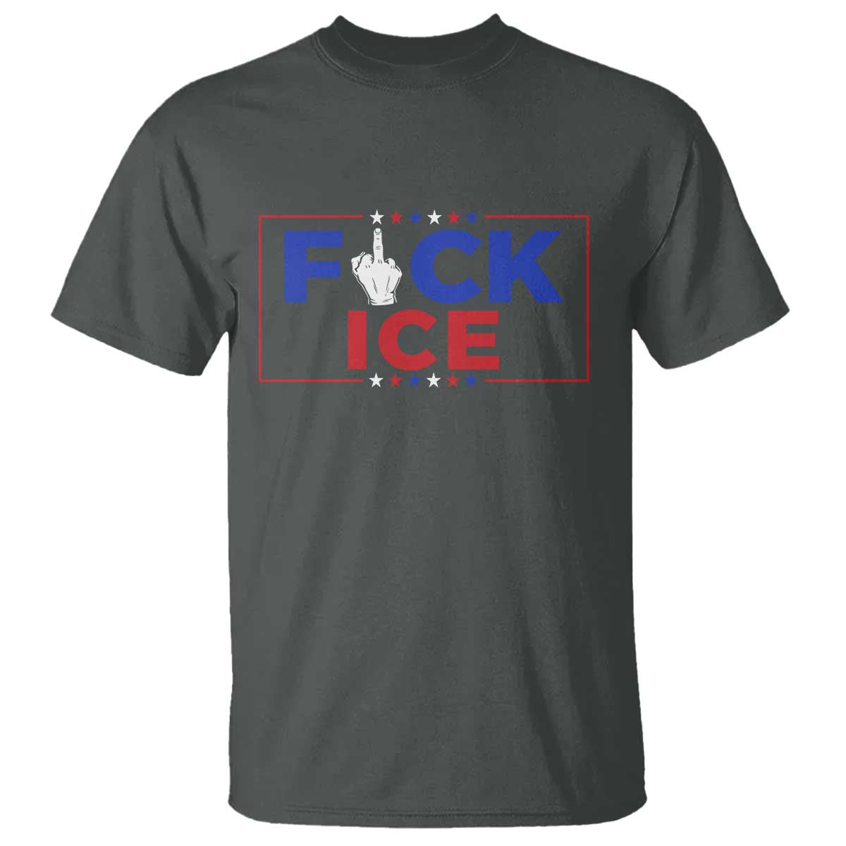 Funny Fck Ice T Shirt Immigration Activist Anti Deportation Middle Finger Graphic TS11 Dark Heather Print Your Wear