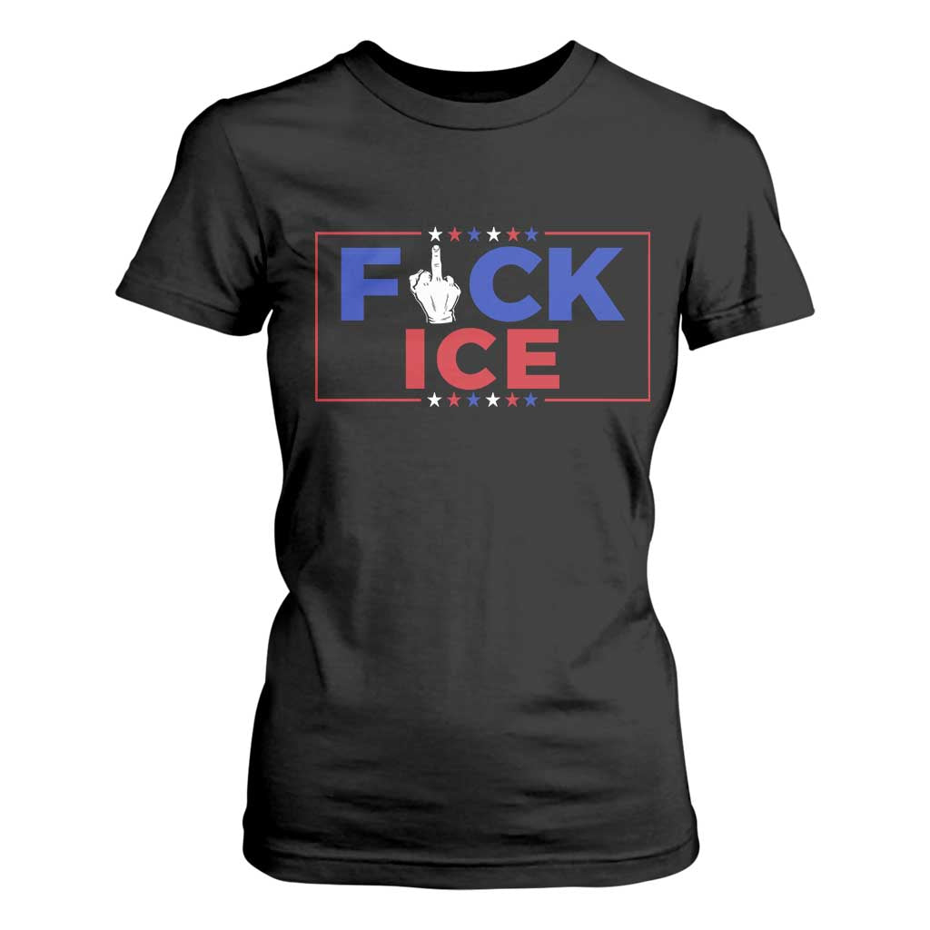 Funny Fck Ice T Shirt For Women Immigration Activist Anti Deportation Middle Finger Graphic TS11 Black Print Your Wear
