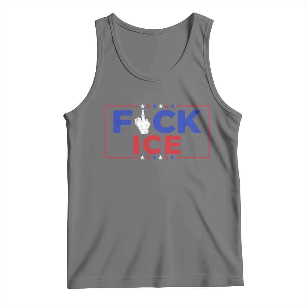 Funny Fck Ice Tank Top Immigration Activist Anti Deportation Middle Finger Graphic TS11 Black Heather Print Your Wear