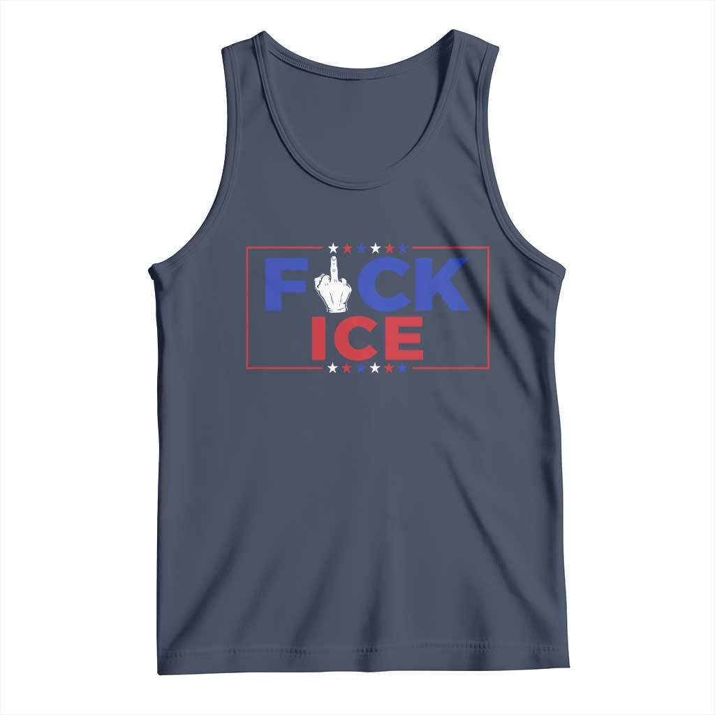 Funny Fck Ice Tank Top Immigration Activist Anti Deportation Middle Finger Graphic TS11 Navy Print Your Wear