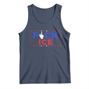 Funny Fck Ice Tank Top Immigration Activist Anti Deportation Middle Finger Graphic TS11 Navy Print Your Wear