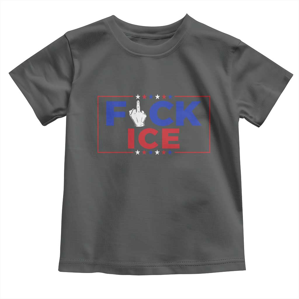 Funny Fck Ice Toddler T Shirt Immigration Activist Anti Deportation Middle Finger Graphic TS11 Dark Heather Print Your Wear