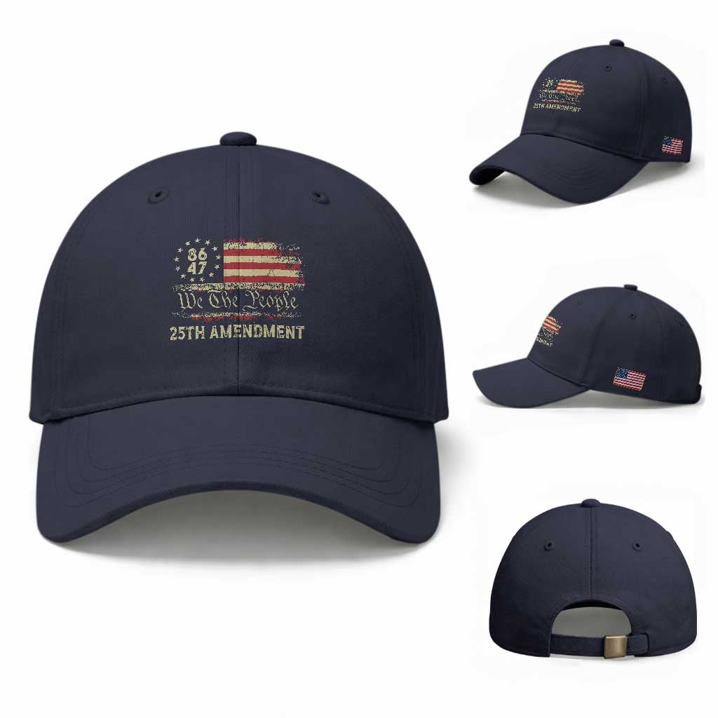 8647 Resist 25th Amendment Baseball Cap Vintage American Flag TS11 Baseball Cap Universal Fit Navy Print Your Wear