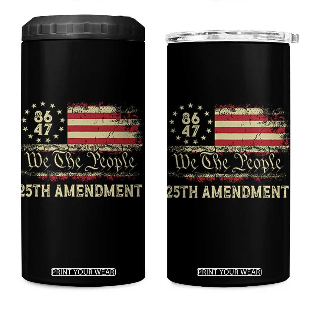 8647 Resist 25th Amendment 4 in 1 Can Cooler Tumbler Vintage American Flag TS11 One Size: 16 oz Black Print Your Wear