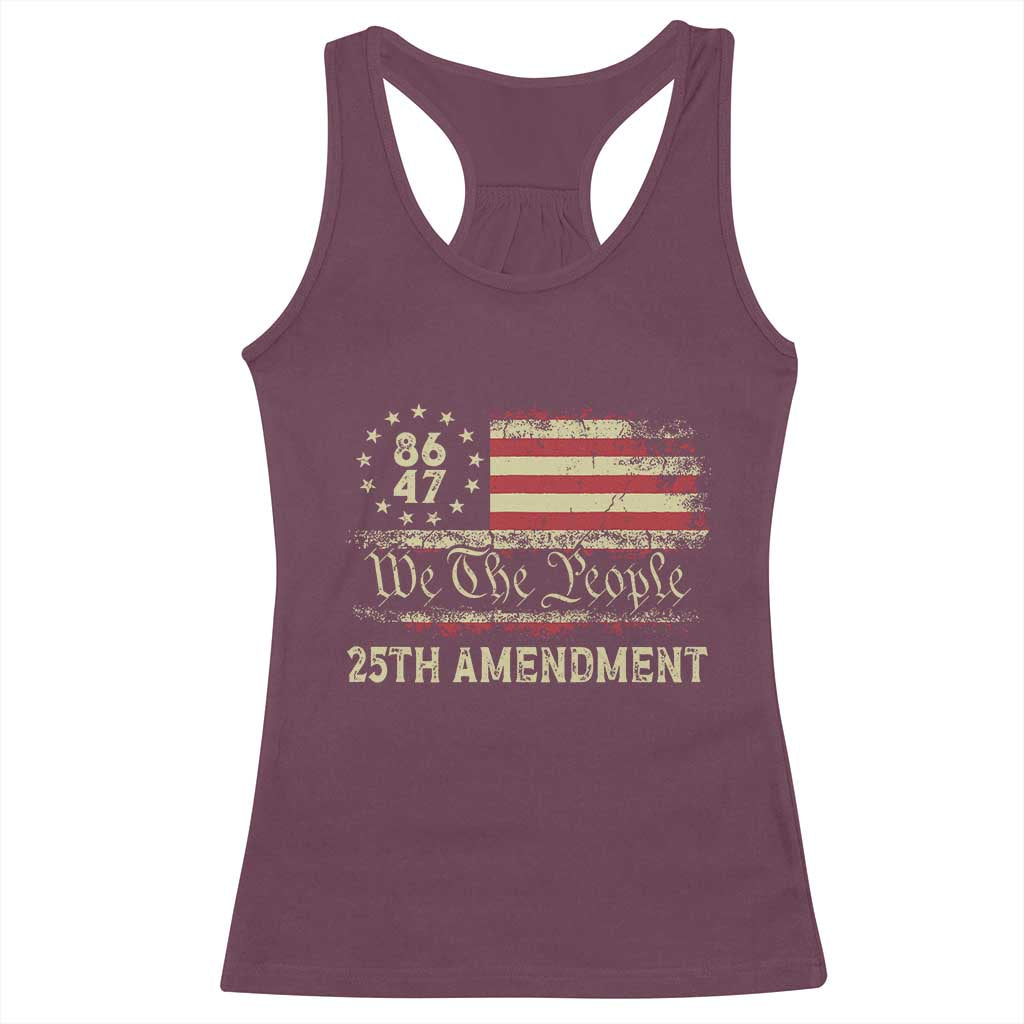8647 Resist 25th Amendment Racerback Tank Top - Vintage American Flag TS11 Maroon Print Your Wear