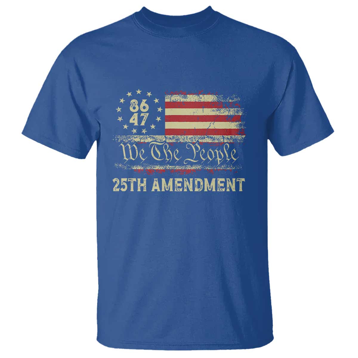 8647 Resist T Shirt - 25th Amendment Vintage American Flag Political Protest Tee TS11 Royal Blue Print Your Wear