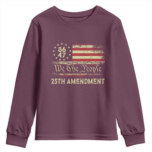 8647 Resist 25th Amendment Youth Sweatshirt Vintage American Flag TS11 Maroon Print Your Wear