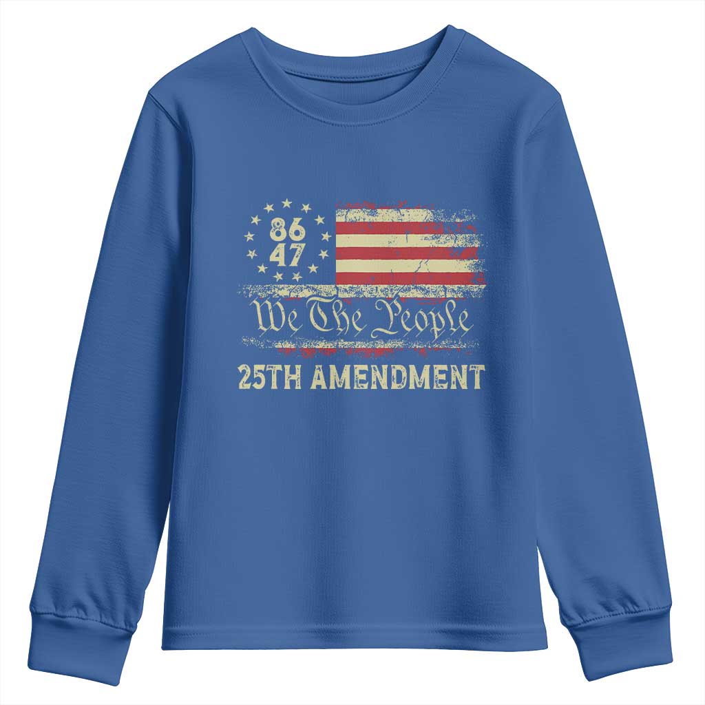 8647 Resist 25th Amendment Youth Sweatshirt Vintage American Flag TS11 Royal Blue Print Your Wear