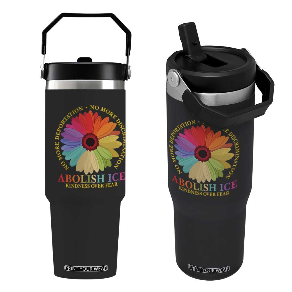 Abolish Ice Flip Straw Tumbler No More Deportation No More Discrimmination Kindness Over Fear TS11 One Size: 30 oz Black Print Your Wear