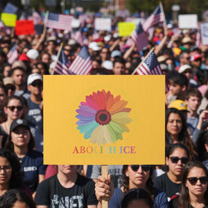 Abolish Ice Protest Sign No More Deportation No More Discrimmination Kindness Over Fear TS11 Horizontal 18" × 24" Yellow Print Your Wear