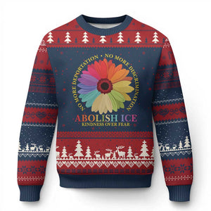 Abolish Ice Ugly Christmas Sweater No More Deportation No More Discrimmination Kindness Over Fear TS11 Navy Red Print Your Wear