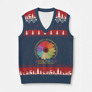 Abolish Ice V-Neck Knit Sweater Vest No More Deportation No More Discrimmination Kindness Over Fear TS11 Navy Red Print Your Wear