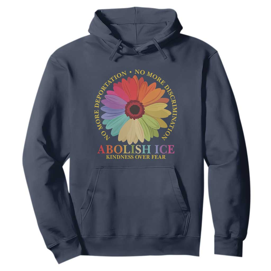 Abolish Ice Hoodie No More Deportation No More Discrimmination Kindness Over Fear TS11 Navy Print Your Wear