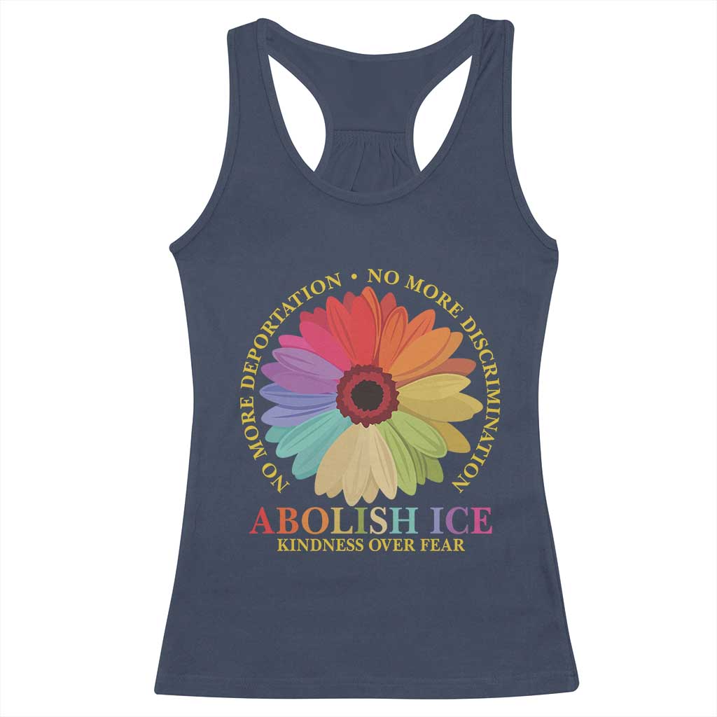 Abolish Ice Racerback Tank Top No More Deportation No More Discrimmination Kindness Over Fear TS11 Navy Print Your Wear