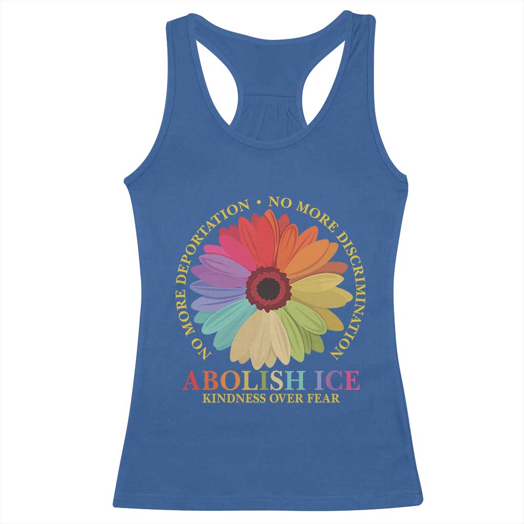 Abolish Ice Racerback Tank Top No More Deportation No More Discrimmination Kindness Over Fear TS11 Royal Blue Print Your Wear