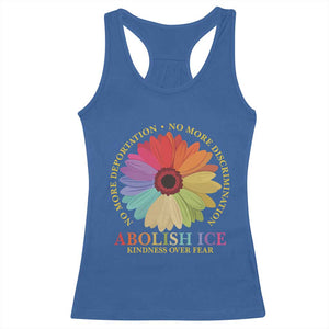 Abolish Ice Racerback Tank Top No More Deportation No More Discrimmination Kindness Over Fear TS11 Royal Blue Print Your Wear