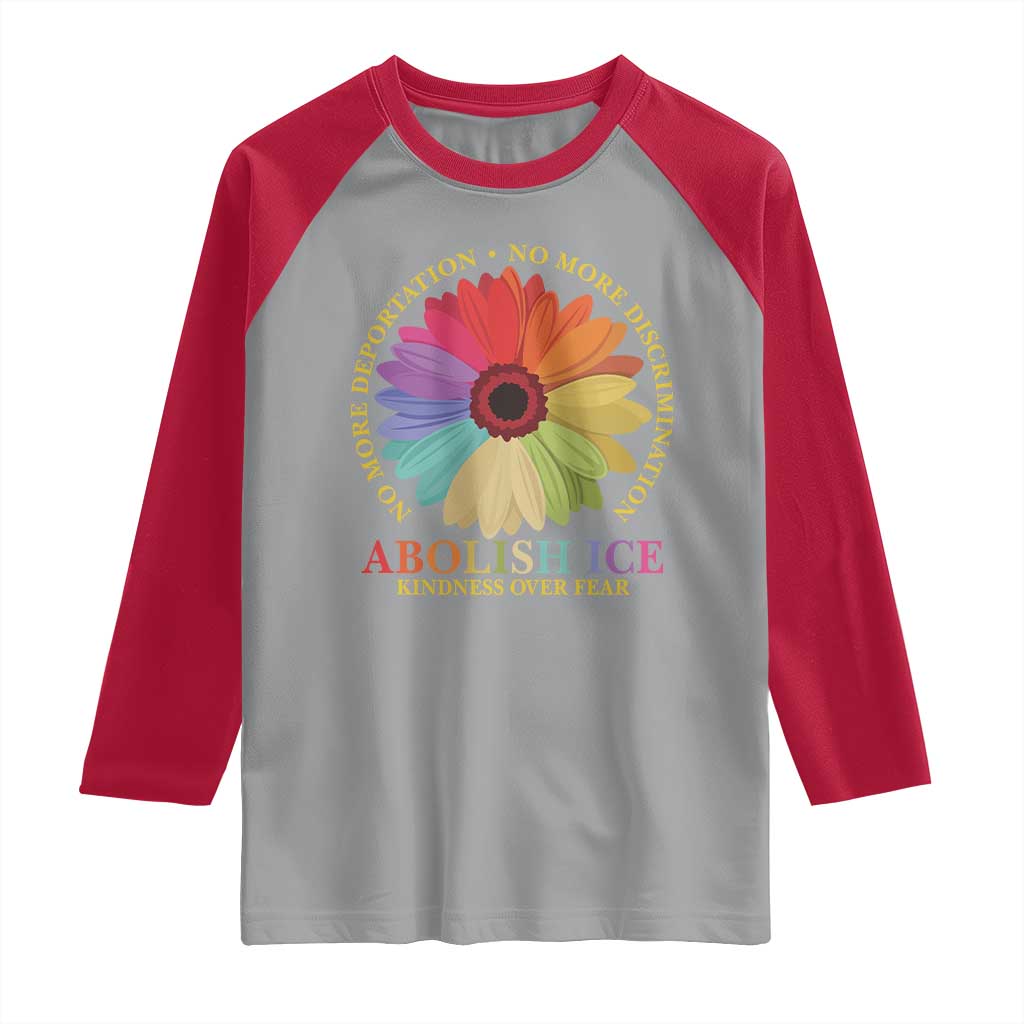 Abolish Ice Raglan Shirt No More Deportation No More Discrimmination Kindness Over Fear TS11 Sport Gray Red Print Your Wear
