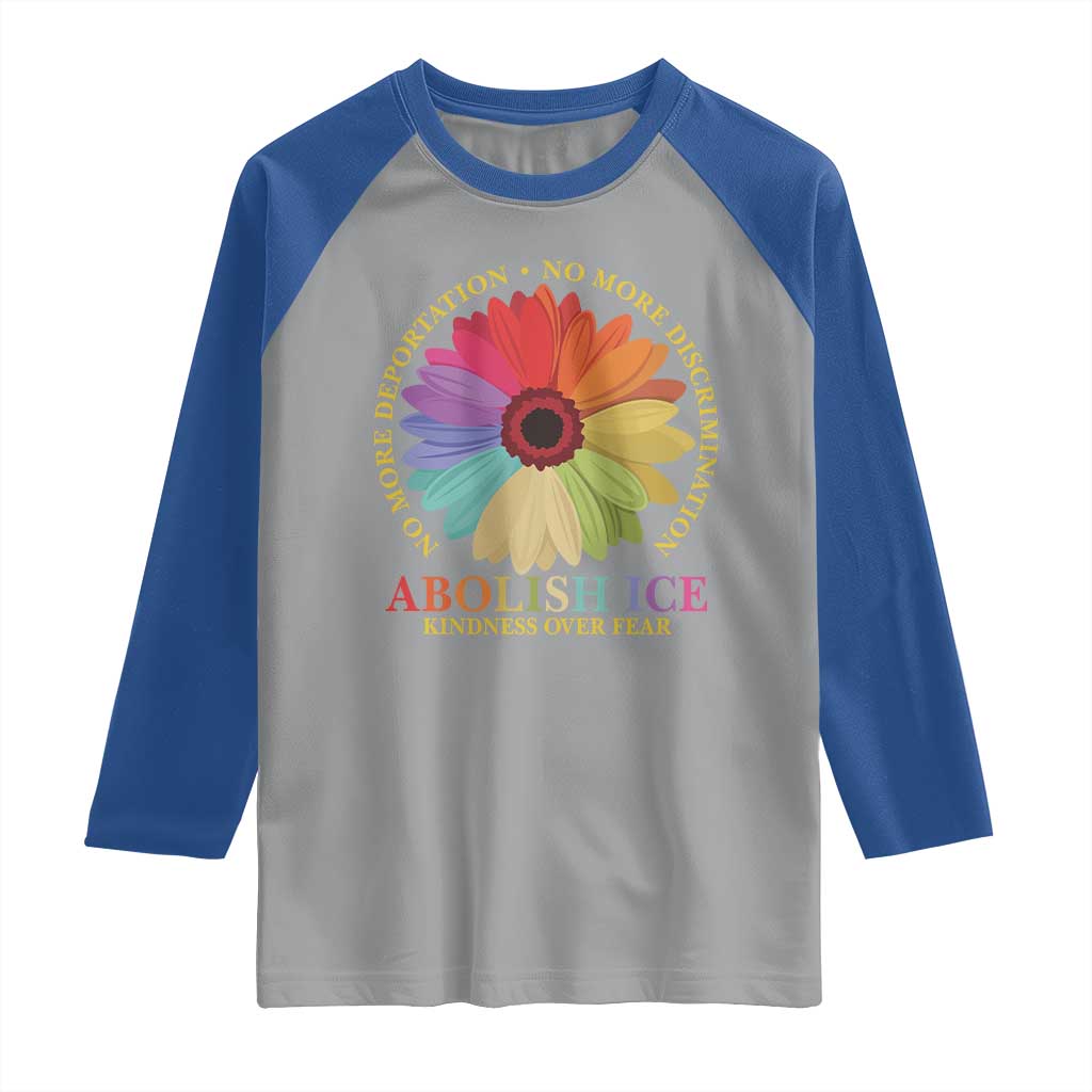 Abolish Ice Raglan Shirt No More Deportation No More Discrimmination Kindness Over Fear TS11 Sport Gray Royal Print Your Wear