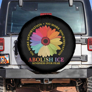 Abolish Ice Spare Tire Cover No More Deportation No More Discrimmination Kindness Over Fear TS11 No hole Black Print Your Wear