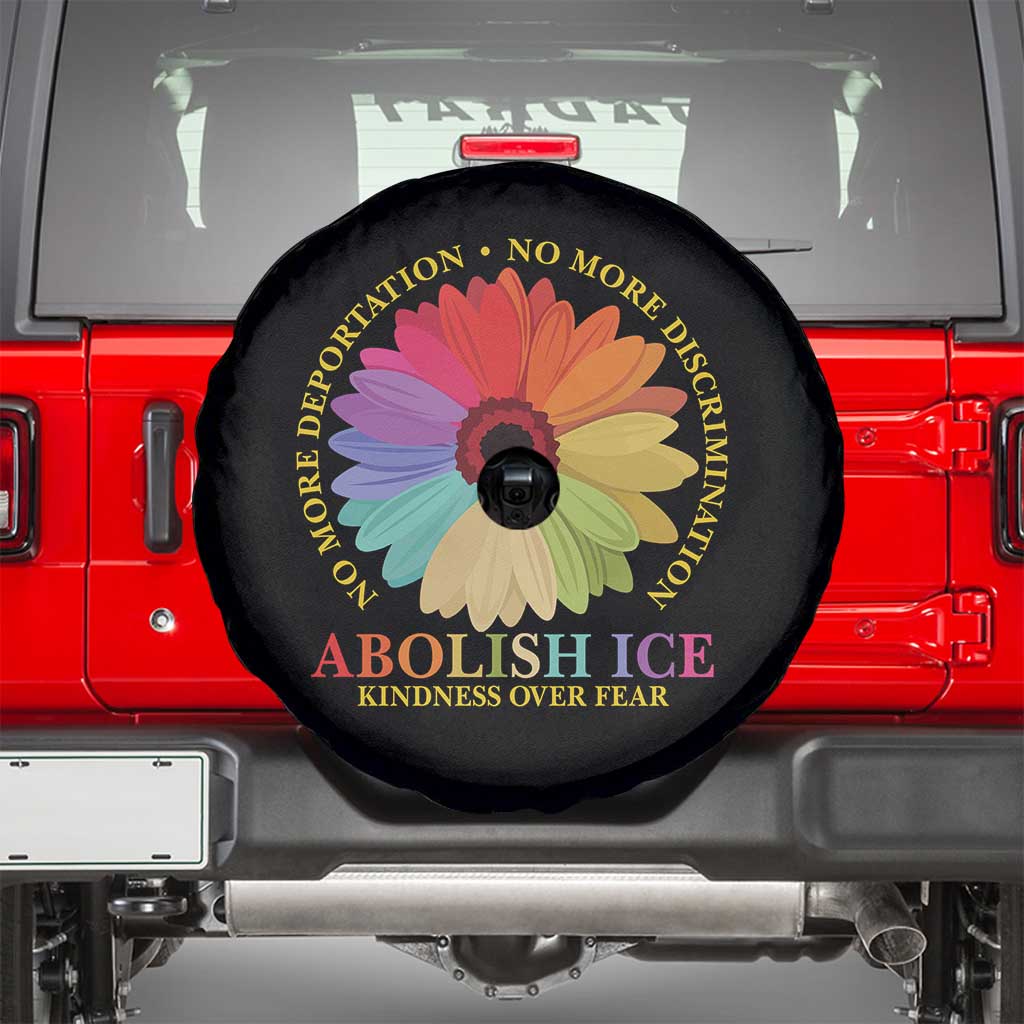 Abolish Ice Spare Tire Cover No More Deportation No More Discrimmination Kindness Over Fear TS11 Black Print Your Wear