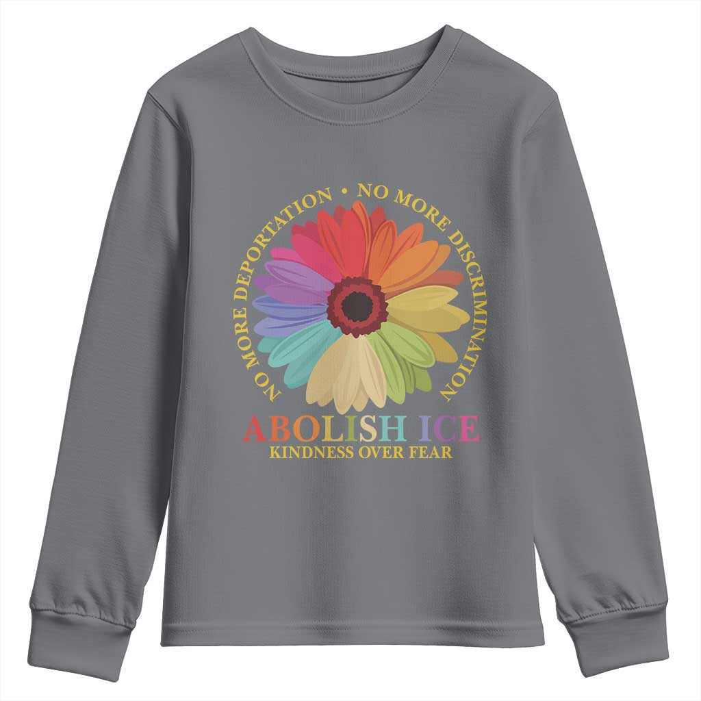 Abolish Ice Youth Sweatshirt No More Deportation No More Discrimmination Kindness Over Fear TS11 Charcoal Print Your Wear