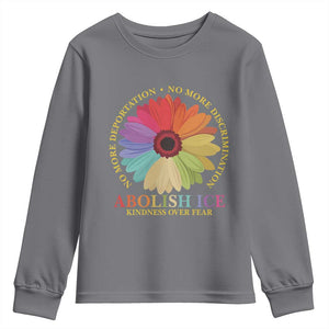 Abolish Ice Youth Sweatshirt No More Deportation No More Discrimmination Kindness Over Fear TS11 Charcoal Print Your Wear