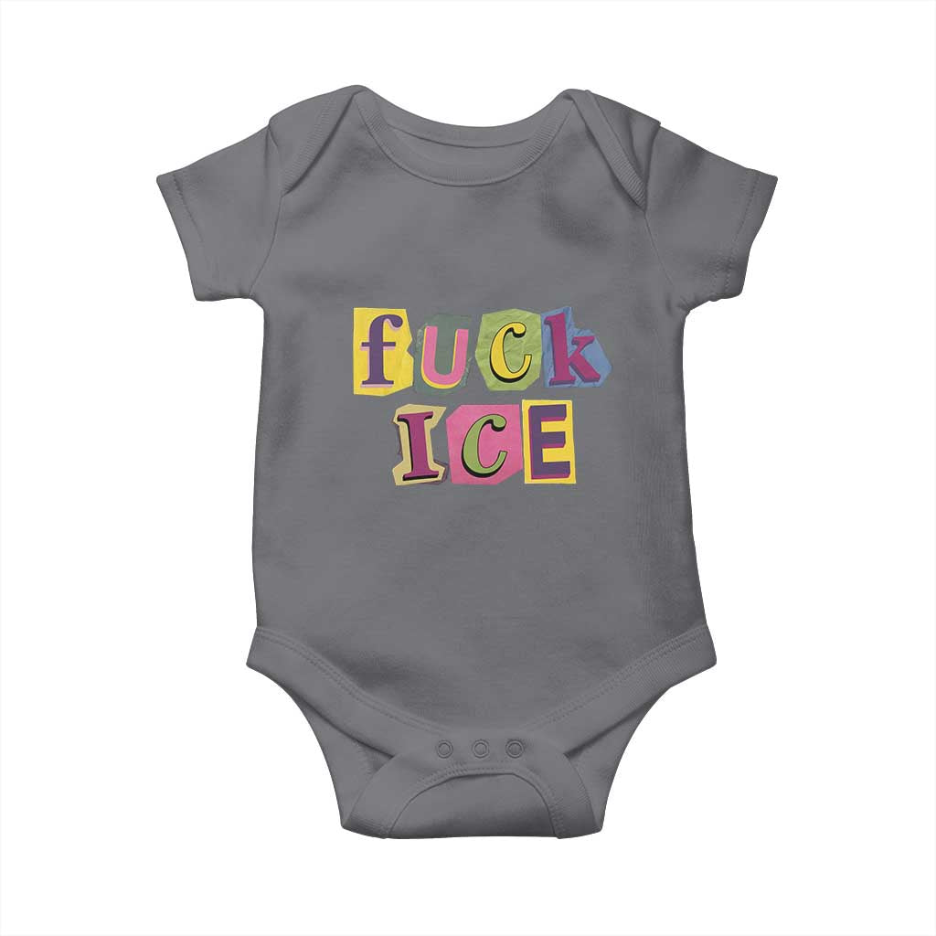 Fck Ice Baby Onesie Immigration Activist Magazine Cutout Paper Graphic TS11 Charcoal Print Your Wear