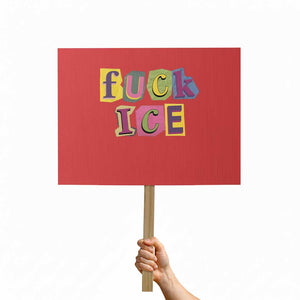 Fck Ice Protest Sign Immigration Activist Magazine Cutout Paper Graphic TS11 Horizontal 18" × 24" Red Print Your Wear
